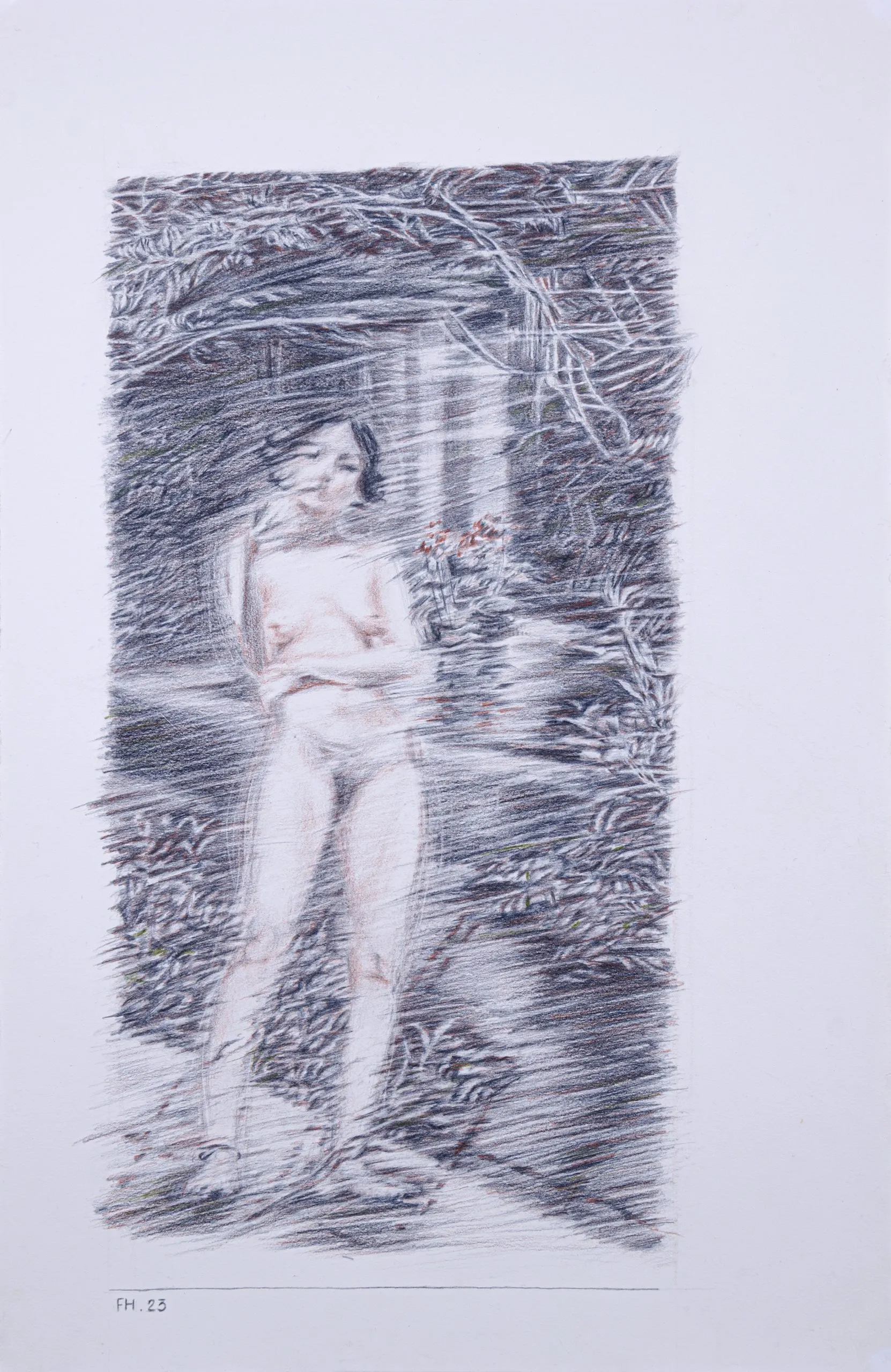 Untitled — colored pencil on cardboard, 50 × 32.5 cm, 2023